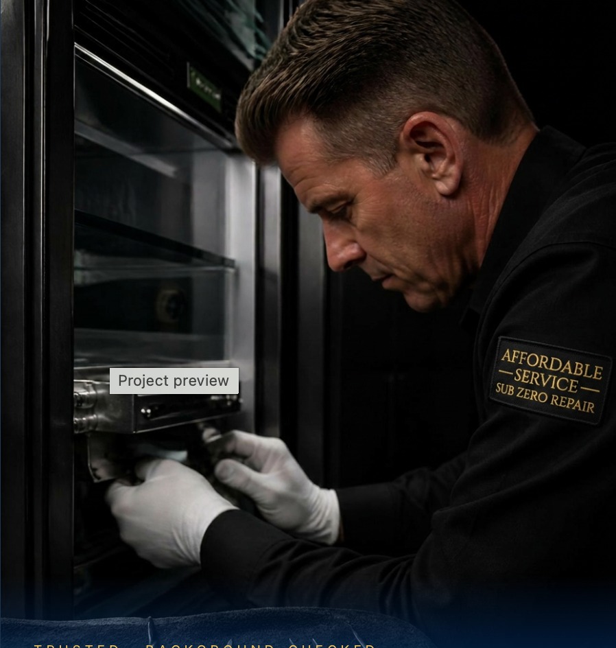 Affordable Services technician working on built-in refrigeration